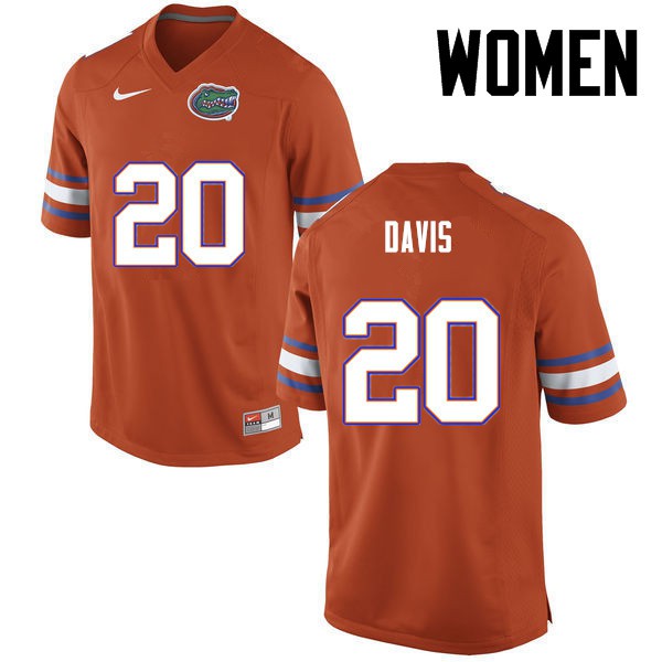 Florida Gators Women #20 Malik Davis College Football Orange